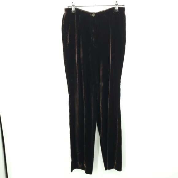 Giorgio Armani Velvet High Rise Straight Leg Ankle Pants 27/4 Brown, VGUC with m - Picture 1 of 13
